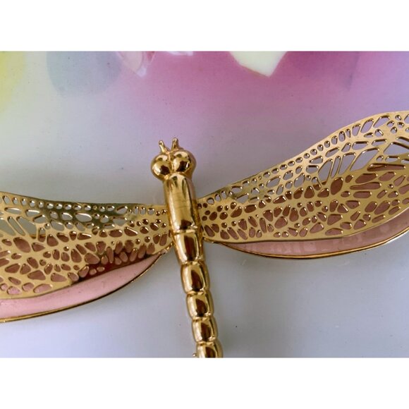 Vintage 1980s Large Peach Dragon Fly Bug Brooch - Picture 5 of 15